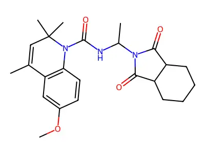 N-[1-(1,3-dioxooctahydro-2H-isoindol-2-yl)ethyl]-6-methoxy-2,2,4-trimethylquinoline-1(2H)-carboxamide structure