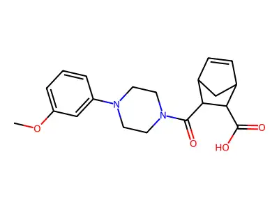 2-[4-(3-methoxyphenyl)piperazine-1-carbonyl]bicyclo[2.2.1]hept-5-ene-3-carboxylic acid structure