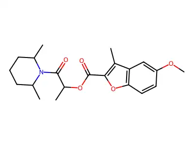 [1-(2,6-dimethylpiperidin-1-yl)-1-oxopropan-2-yl] 5-methoxy-3-methyl-1-benzofuran-2-carboxylate structure