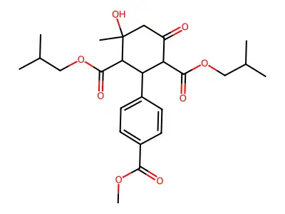diisobutyl 4-hydroxy-2-[4-(methoxycarbonyl)phenyl]-4-methyl-6-oxo-1,3-cyclohexanedicarboxylate structure
