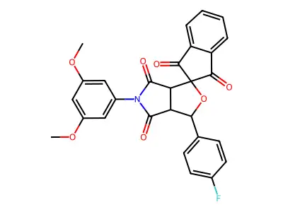5-(3,5-dimethoxyphenyl)-3-(4-fluorophenyl)-3a,6a-dihydrospiro[furo[3,4-c]pyrrole-1,2'-indene]-1',3',4,6(3H,5H)-tetrone structure