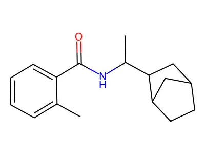N-[1-(2-bicyclo[2.2.1]heptanyl)ethyl]-2-methylbenzamide structure