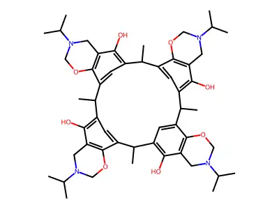 2,12,22,32-Tetramethyl-7,17,27,37-tetrakis(propan-2-yl)-5,15,25,35-tetraoxa-7,17,27,37-tetraazanonacyclo[31.7.1.13,11.113,21.123,31.04,9.014,19.024,29.034,39]tetratetraconta-1(41),3,9,11(44),13,19,21(43),23(42),24(29),30,33,39-dodecaene-10,20,30,40-tetrol structure