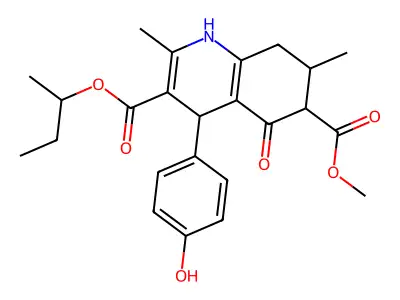 3-butan-2-yl 6-methyl 4-(4-hydroxyphenyl)-2,7-dimethyl-5-oxo-1,4,5,6,7,8-hexahydroquinoline-3,6-dicarboxylate structure