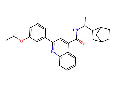 N-(1-bicyclo[2.2.1]hept-2-ylethyl)-2-(3-isopropoxyphenyl)-4-quinolinecarboxamide structure