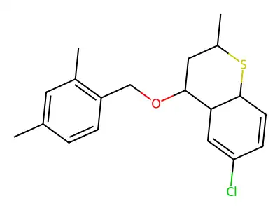 6-chloro-4-[(2,4-dimethylphenyl)methoxy]-2-methyl-3,4,4a,8a-tetrahydro-2H-1-benzothiopyran structure