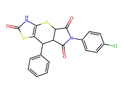 6-(4-Chloro-phenyl)-8-phenyl-3,4a,7a,8-tetrahydro-pyrrolo[3',4':5,6]thiopyrano[2,3-d]thiazole-2,5,7-trion e structure