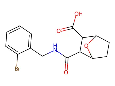 3-{[(2-Bromobenzyl)amino]carbonyl}-7-oxabicyclo[2.2.1]heptane-2-carboxylic acid structure