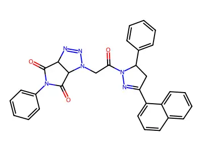 1-{2-[3-(1-naphthyl)-5-phenyl-4,5-dihydro-1H-pyrazol-1-yl]-2-oxoethyl}-5-phenyl-3a,6a-dihydropyrrolo[3,4-d][1,2,3]triazole-4,6(1H,5H)-dione structure