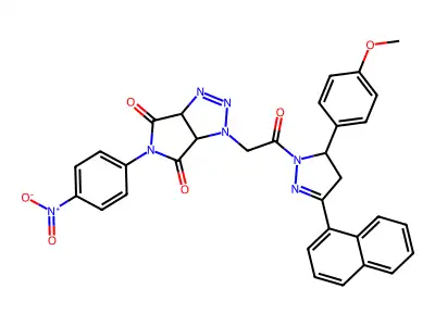 3-[2-[3-(4-methoxyphenyl)-5-naphthalen-1-yl-3,4-dihydropyrazol-2-yl]-2-oxoethyl]-5-(4-nitrophenyl)-3a,6a-dihydropyrrolo[3,4-d]triazole-4,6-dione structure