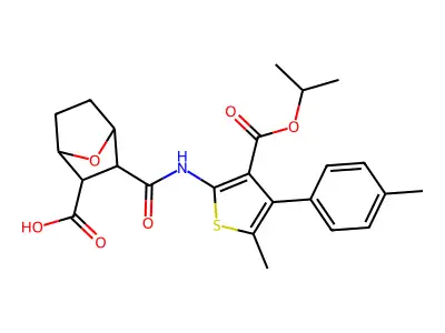 3-({[3-(isopropoxycarbonyl)-5-methyl-4-(4-methylphenyl)-2-thienyl]amino}carbonyl)-7-oxabicyclo[2.2.1]heptane-2-carboxylic acid structure