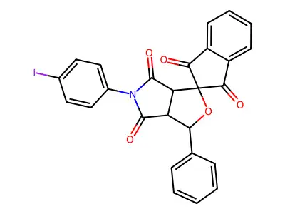 5-(4-iodophenyl)-3-phenyl-3a,6a-dihydrospiro[furo[3,4-c]pyrrole-1,2'-indene]-1',3',4,6(3H,5H)-tetrone structure