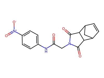 2-(1,3-dioxo-1,3,3a,4,7,7a-hexahydro-2H-4,7-methanoisoindol-2-yl)-N-(4-nitrophenyl)acetamide structure