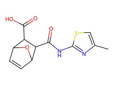 3-(4-Methyl-thiazol-2-ylcarbamoyl)-7-oxa-bicyclo[2.2.1]hept-5-ene-2-carboxylic acid structure