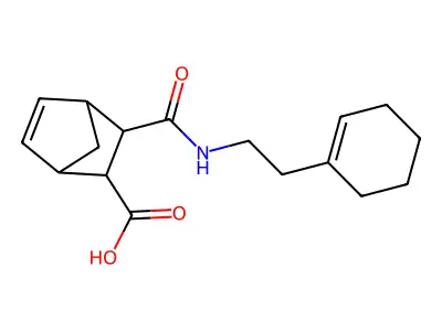 2-[2-(Cyclohexen-1-yl)ethylcarbamoyl]bicyclo[2.2.1]hept-5-ene-3-carboxylic acid structure