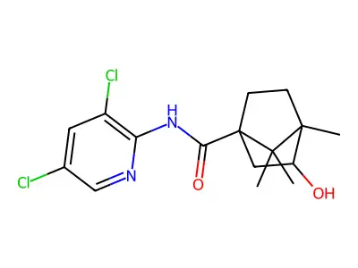N-(3,5-dichloro(2-pyridyl))(3-hydroxy-4,7,7-trimethylbicyclo[2.2.1]heptyl)carb oxamide structure