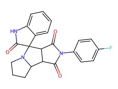 2'-(4-fluorophenyl)-3a',6',7',8',8a',8b'-hexahydro-1'H-spiro[indole-3,4'-pyrrolo[3,4-a]pyrrolizine]-1',2,3'(1H,2'H)-trione structure