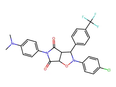 2-(4-chlorophenyl)-5-(4-(dimethylamino)phenyl)-3-(4-(trifluoromethyl)phenyl)dihydro-2H-pyrrolo[3,4-d]isoxazole-4,6(5H,6aH)-dione structure