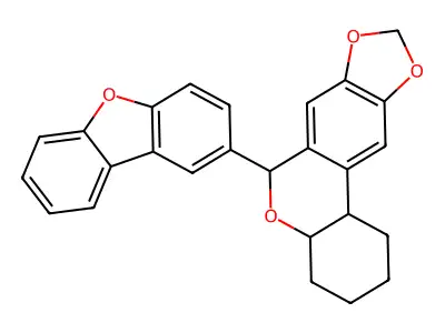 6-dibenzofuran-2-yl-2,3,4,4a,6,11b-hexahydro-1H-[1,3]benzodioxolo[5,6-c]chromene structure