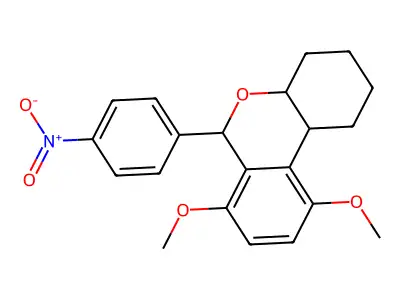 7,10-dimethoxy-6-(4-nitrophenyl)-2,3,4,4a,6,10b-hexahydro-1H-benzo[c]chromene structure