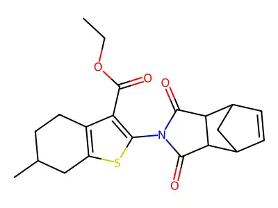 ethyl 2-(1,3-dioxo-3a,4,7,7a-tetrahydro-1H-4,7-methanoisoindol-2(3H)-yl)-6-methyl-4,5,6,7-tetrahydrobenzo[b]thiophene-3-carboxylate structure