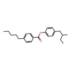 Benzoic acid, 4-pentyl-, 4-(2-methylbutyl)phenyl ester structure