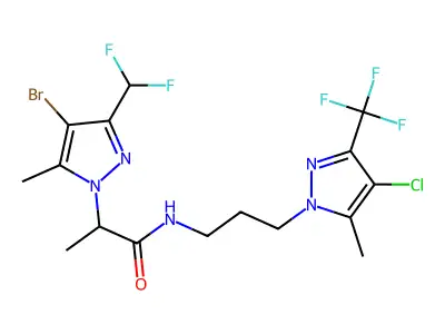 2-[4-bromo-3-(difluoromethyl)-5-methylpyrazol-1-yl]-N-[3-[4-chloro-5-methyl-3-(trifluoromethyl)pyrazol-1-yl]propyl]propanamide structure
