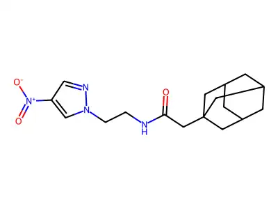 2-(1-adamantyl)-N-[2-(4-nitropyrazol-1-yl)ethyl]acetamide structure