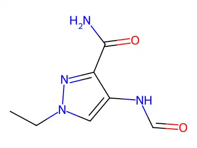 1-Ethyl-4-formamidopyrazole-3-carboxamide structure