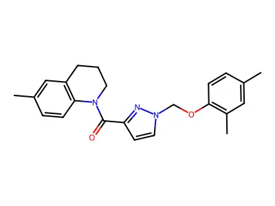 [1-[(2,4-dimethylphenoxy)methyl]pyrazol-3-yl]-(6-methyl-3,4-dihydro-2H-quinolin-1-yl)methanone structure