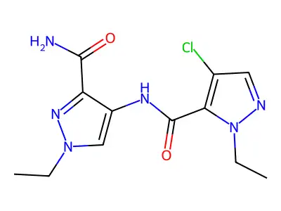 4-[(4-Chloro-2-ethylpyrazole-3-carbonyl)amino]-1-ethylpyrazole-3-carboxamide structure