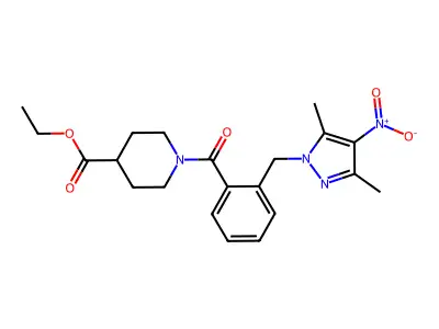 Ethyl 1-[2-[(3,5-dimethyl-4-nitro-1H-pyrazol-1-yl)methyl]benzoyl]-4-piperidinecarboxylate structure