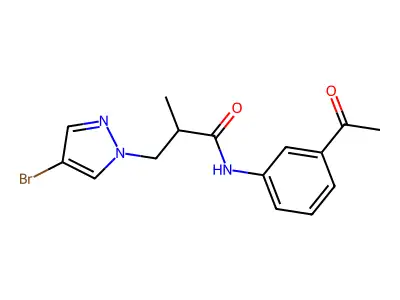 N-(3-acetylphenyl)-3-(4-bromopyrazol-1-yl)-2-methylpropanamide structure