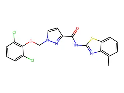 1-[(2,6-dichlorophenoxy)methyl]-N-(4-methyl-1,3-benzothiazol-2-yl)pyrazole-3-carboxamide structure