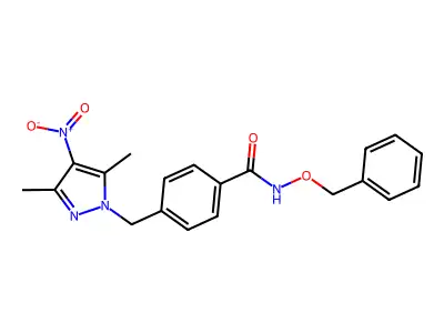 4-[(3,5-dimethyl-4-nitropyrazol-1-yl)methyl]-N-phenylmethoxybenzamide structure