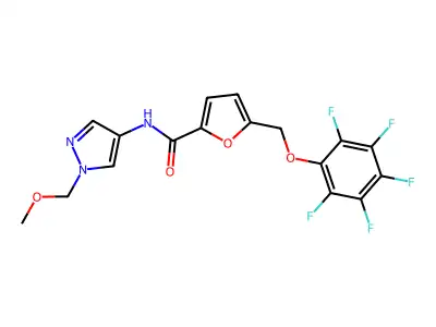 N-[1-(methoxymethyl)pyrazol-4-yl]-5-[(2,3,4,5,6-pentafluorophenoxy)methyl]furan-2-carboxamide structure
