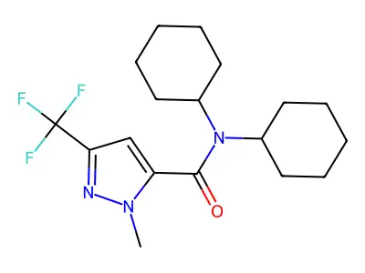 N,N-dicyclohexyl-2-methyl-5-(trifluoromethyl)pyrazole-3-carboxamide structure
