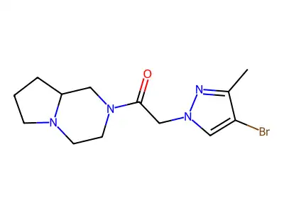 2-(4-bromo-3-methyl-1H-pyrazol-1-yl)-1-(hexahydropyrrolo[1,2-a]pyrazin-2(1H)-yl)ethanone structure