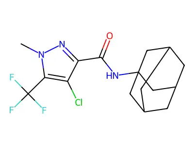 N-(1-adamantyl)-4-chloro-1-methyl-5-(trifluoromethyl)pyrazole-3-carboxamide structure