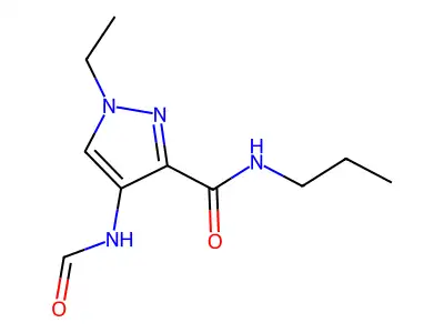 1-ethyl-4-formamido-N-propylpyrazole-3-carboxamide structure