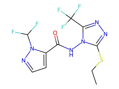 1-(Difluoromethyl)-N-[3-(ethylthio)-5-(trifluoromethyl)-4H-1,2,4-triazol-4-yl]-1H-pyrazole-5-carboxamide structure