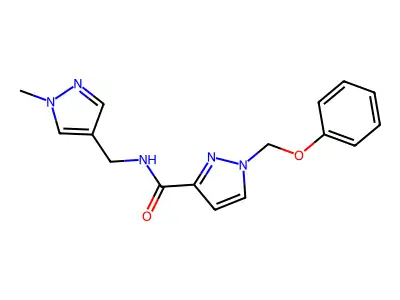 N-[(1-methylpyrazol-4-yl)methyl]-1-(phenoxymethyl)pyrazole-3-carboxamide structure