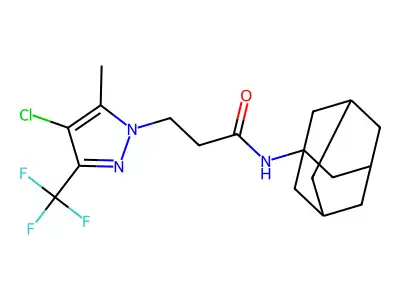 N-(1-adamantyl)-3-[4-chloro-5-methyl-3-(trifluoromethyl)pyrazol-1-yl]propanamide structure
