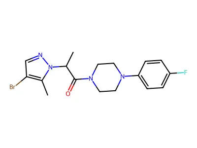 2-(4-bromo-5-methylpyrazol-1-yl)-1-[4-(4-fluorophenyl)piperazin-1-yl]propan-1-one structure