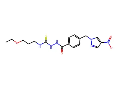 1-(3-Ethoxypropyl)-3-[[4-[(4-nitropyrazol-1-yl)methyl]benzoyl]amino]thiourea structure