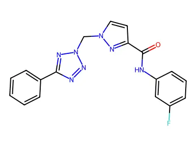 N-(3-fluorophenyl)-1-[(5-phenyltetrazol-2-yl)methyl]pyrazole-3-carboxamide structure