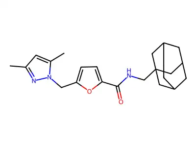 N-(1-adamantylmethyl)-5-[(3,5-dimethylpyrazol-1-yl)methyl]furan-2-carboxamide structure