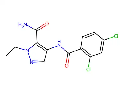 4-[(2,4-Dichlorobenzoyl)amino]-2-ethylpyrazole-3-carboxamide structure
