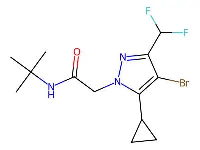 2-[4-bromo-5-cyclopropyl-3-(difluoromethyl)pyrazol-1-yl]-N-tert-butylacetamide structure