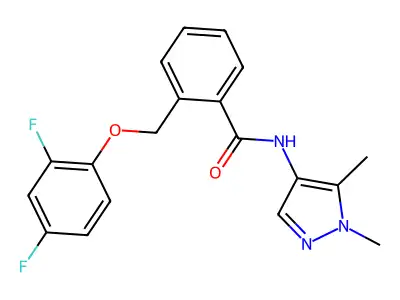 2-[(2,4-difluorophenoxy)methyl]-N-(1,5-dimethylpyrazol-4-yl)benzamide structure